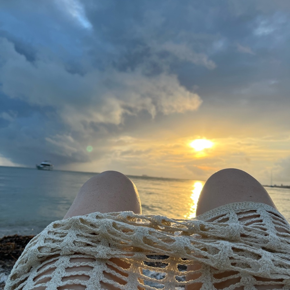 Lurex Crochet Beach Cover-Up in Beige with Gold